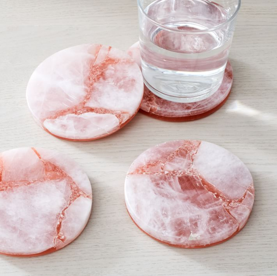 west elm キッチン雑貨 【送料無料】westelm Stone Quartz コースター 4枚セット(3)