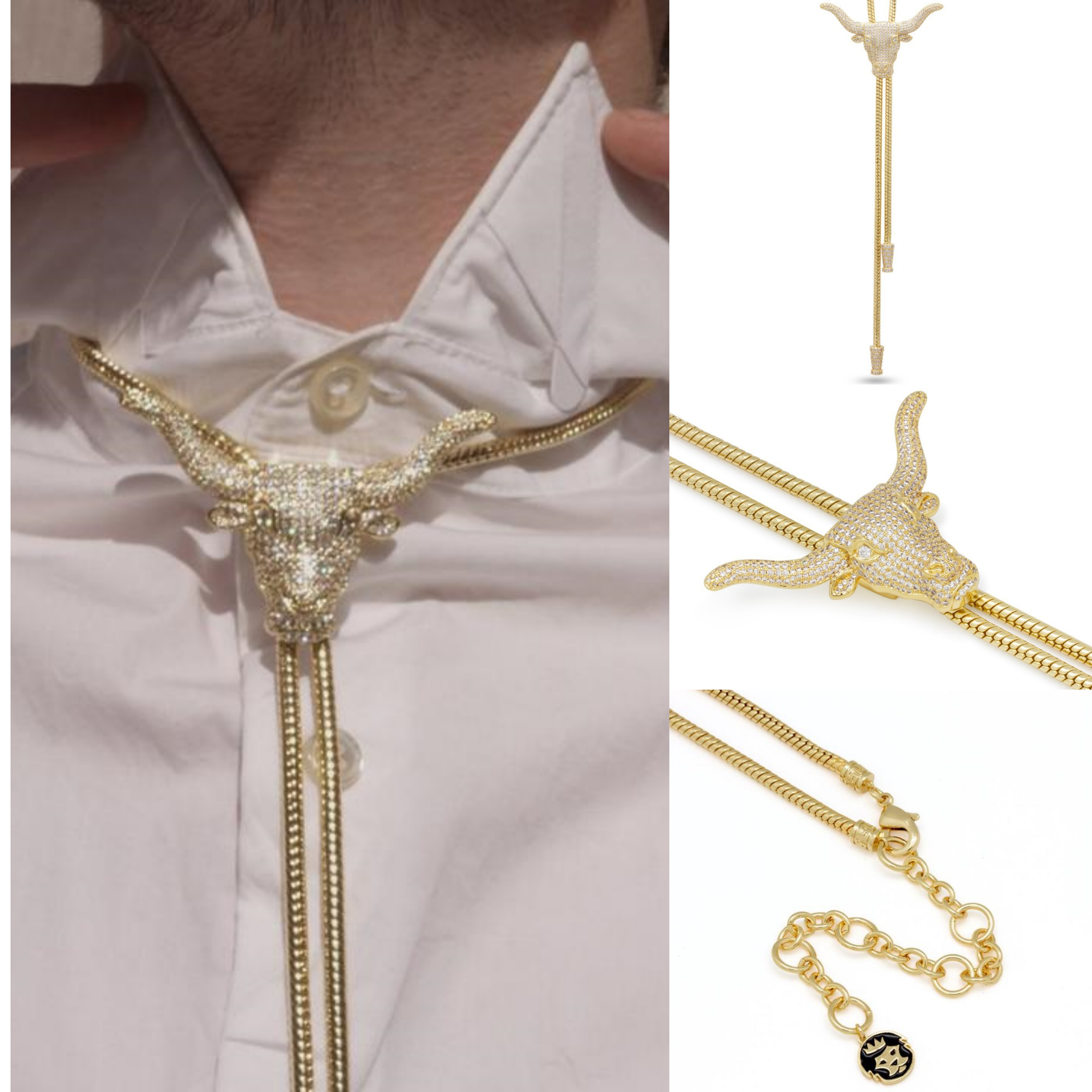 送料関税込【King Ice】LONGHORN BOLO TIE NECKLACE☆国内発送♪