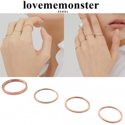 ★LOVE ME MONSTER★Tiny Rosegold Surgical Rings [4 Set]