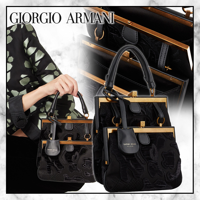 ◆GIORGIO ARMANI 20AW 最新作◆総レースワンハンドルバッグ◆黒