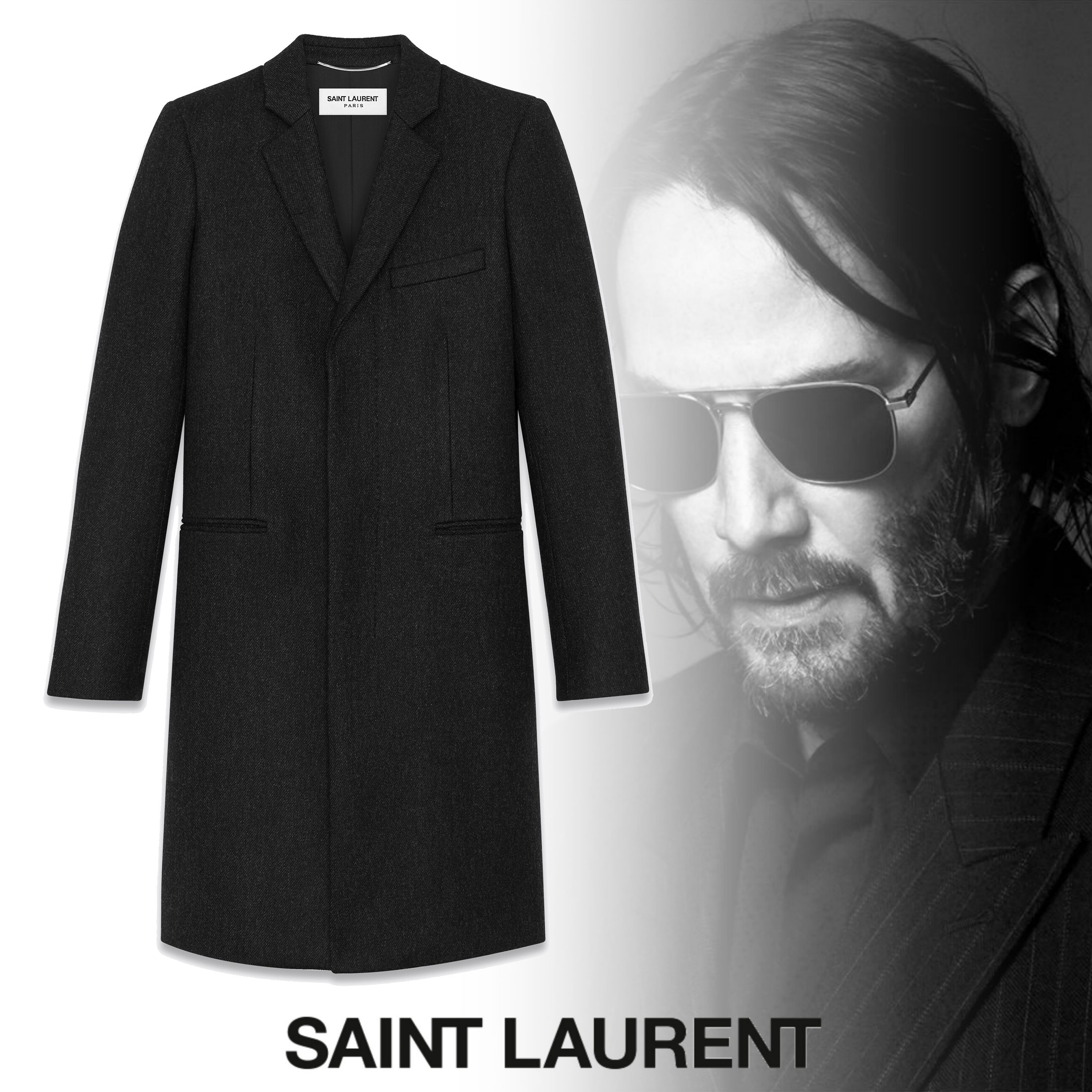 ー品販売 Saint Laurent ウール チェスターフィールドコート ブラック チェスターコート ー品販売 Saint Laurent ウール チェスターフィールドコート ブラック チェスターコート