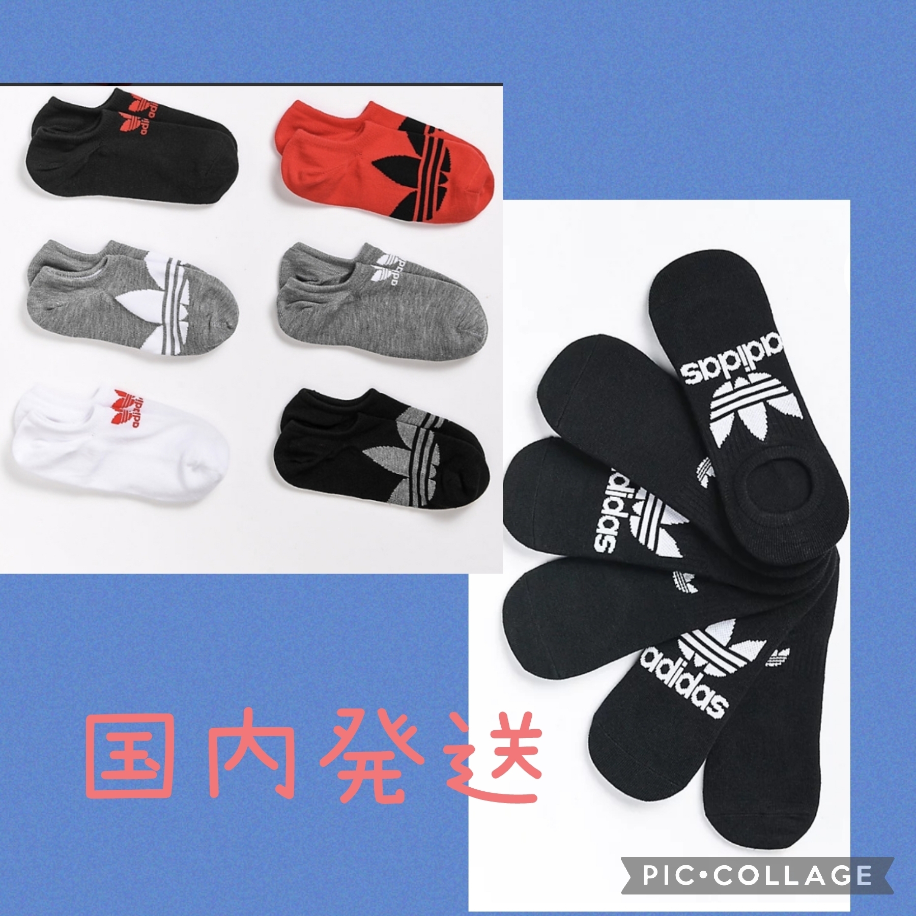 国内発送☆adidas スニーカーソックス 6P