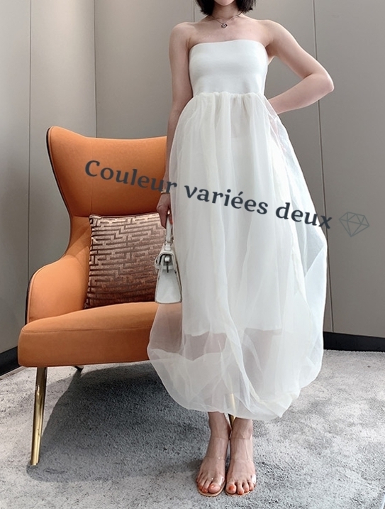 チューブトップ シフォンドパーティードレス 結婚式 謝恩会CV289