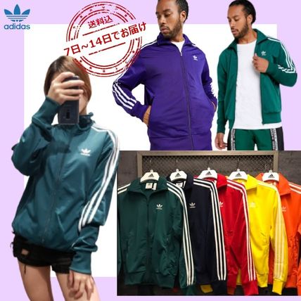 adidas Track Unisex Street Style Logo Track Jackets