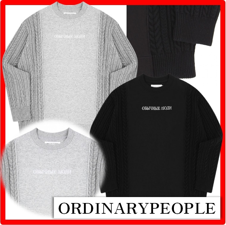 ★人気★【ORDINARYPEOPLE】★MIXED FABRIC SWEATSHIR.T★