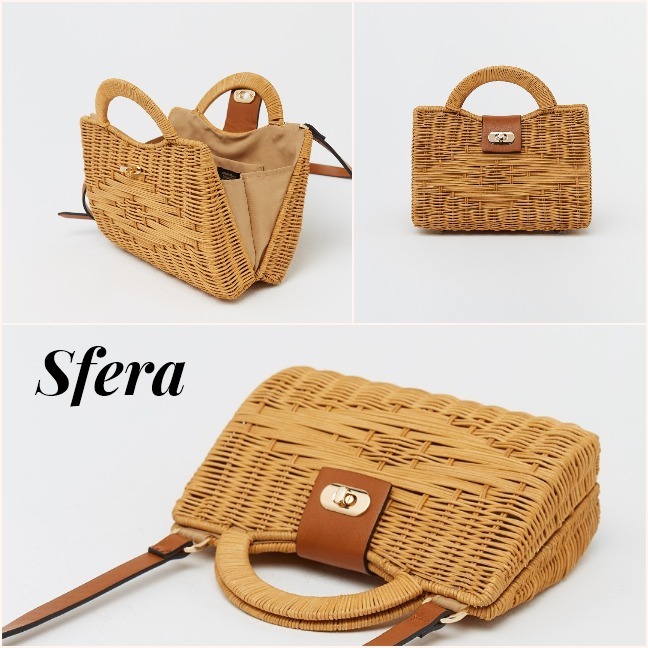 スペインSfera★大注目 ジャガード織りお洒落なラタンショルダー