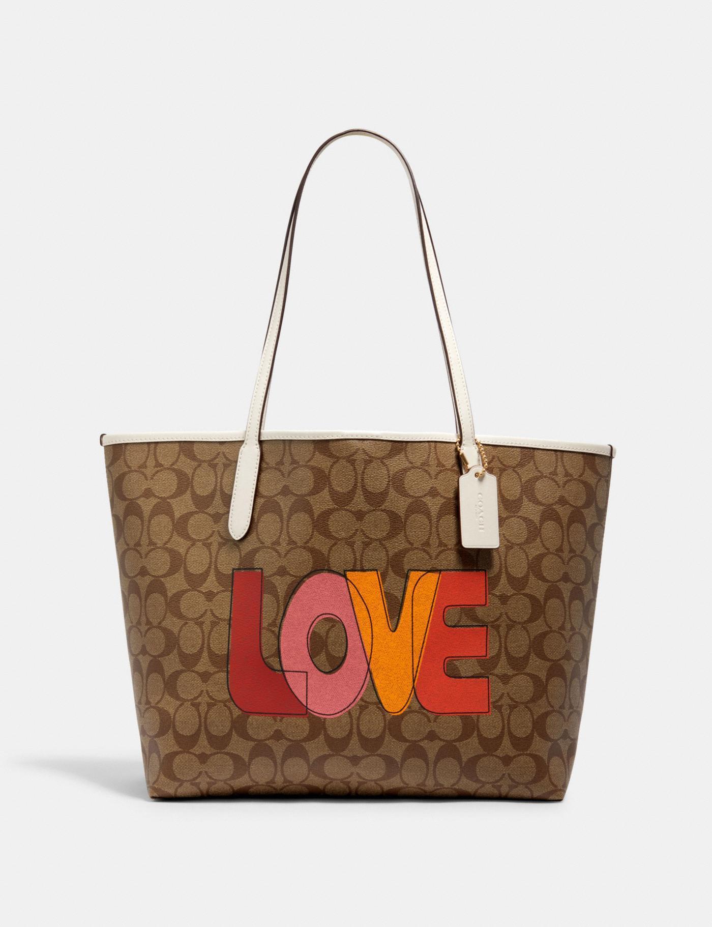 トートバッグ city tote in signature canvas with love print