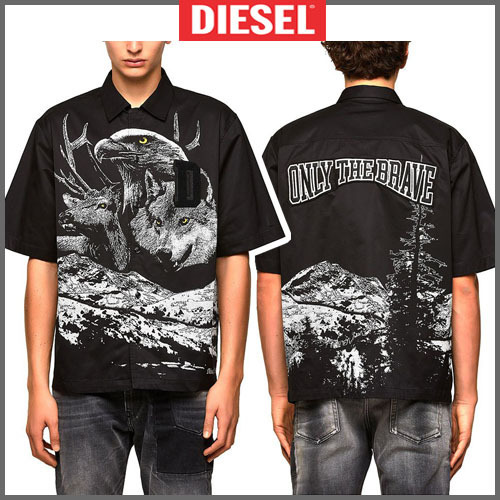 新作 Diesel Wolf ディーゼル ロゴ アートワーク半袖シャツ シャツ 新作 Diesel Wolf ディーゼル ロゴ アートワーク半袖シャツ シャツ