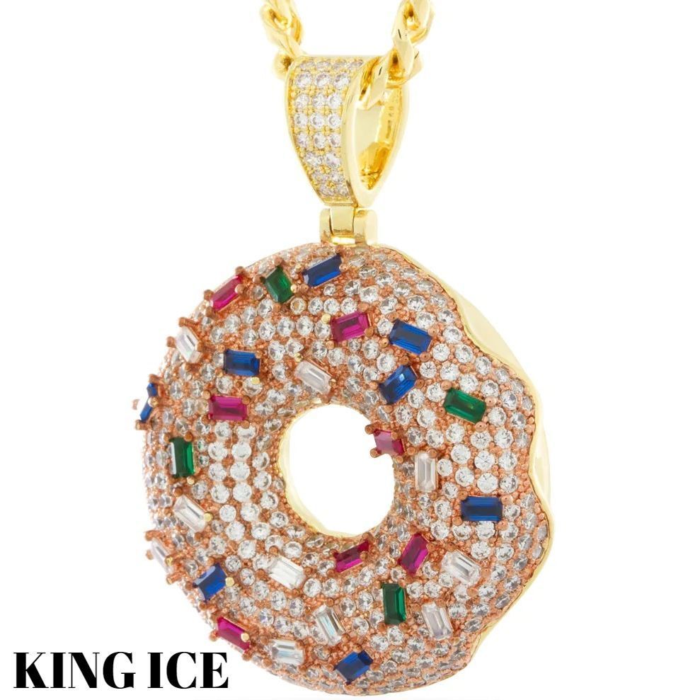 【King Ice】プレゼント ユニセックス Donut Pendant Necklace