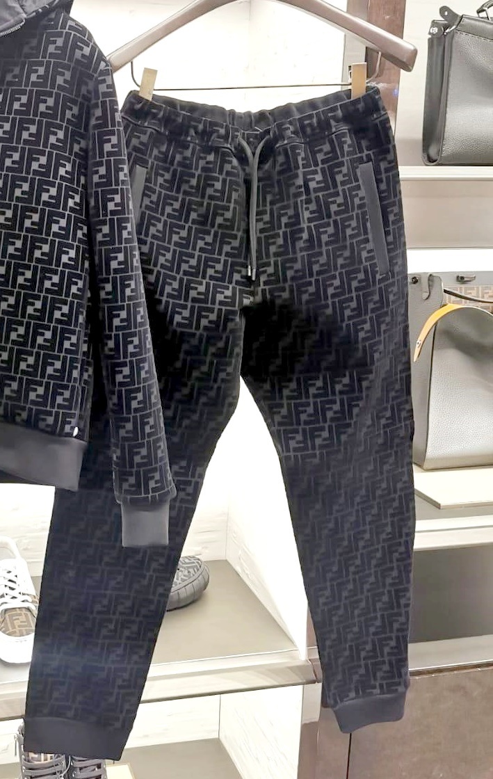 FENDI 21SS FFフロックプリント コットンピケ製 ジョガーパンツ
