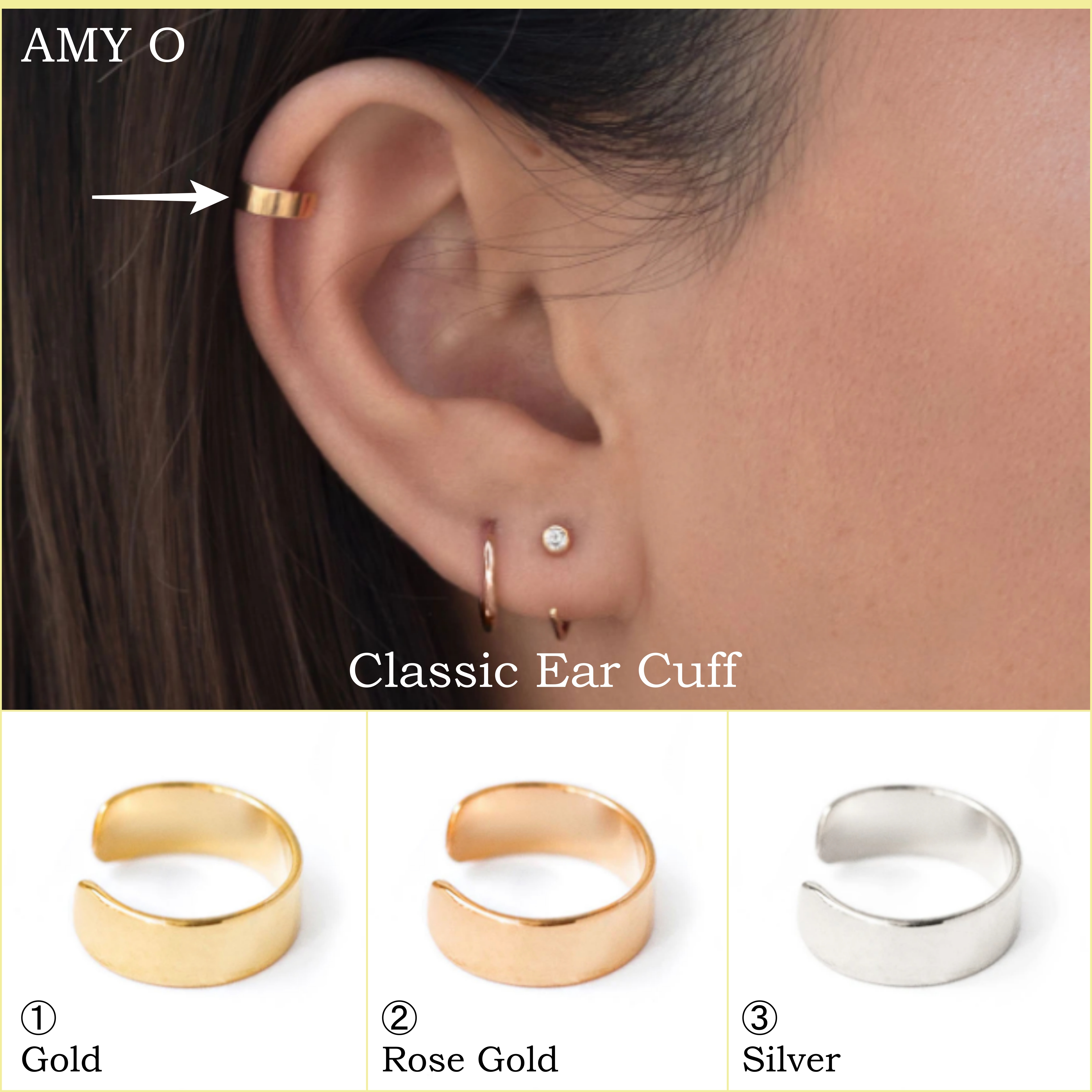 送料税込【AMY O】Classic Ear Cuff ☆イヤーカフ(3色) 国内発♪