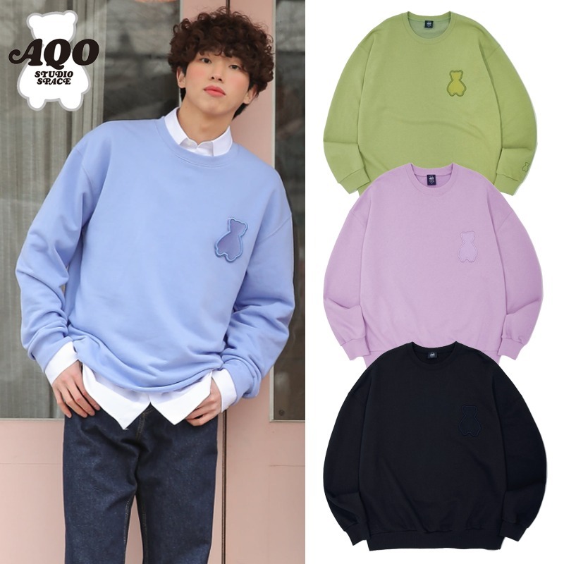 超大特価 AQO STUIDIO 4色 SWEATSHIRTS(HA) LOGO BEAR AQO SPACE★ スウェット・トレーナー 超大特価 AQO STUIDIO 4色 SWEATSHIRTS(HA) LOGO BEAR AQO SPACE★ スウェット・トレーナー