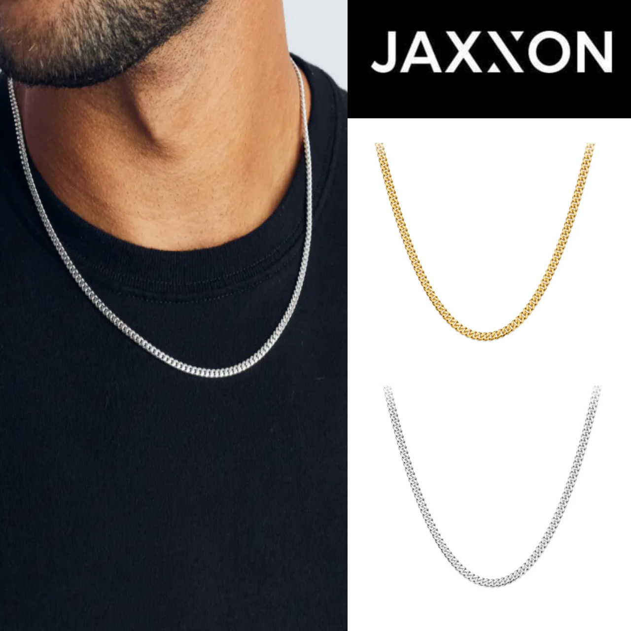 関税/送料込み【 JAXXON】キューバチェーン 3mm