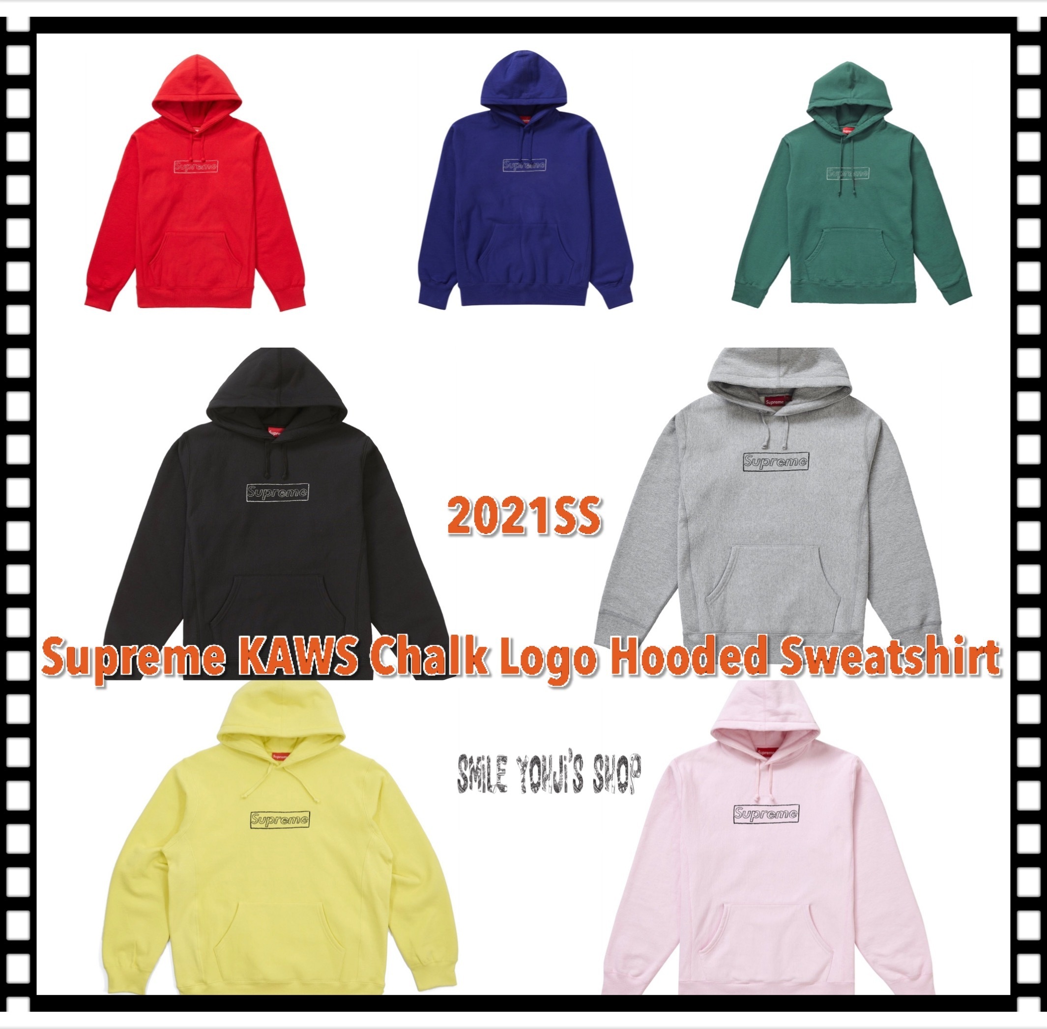 ★21SS WEEK1★Supreme KAWS Chalk Logo Hooded Sweatshirt