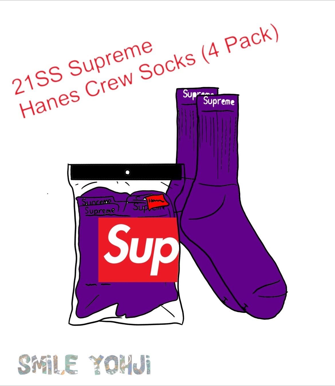 ★21SS WEEK1★Supreme Hanes Crew Socks (4 Pack)