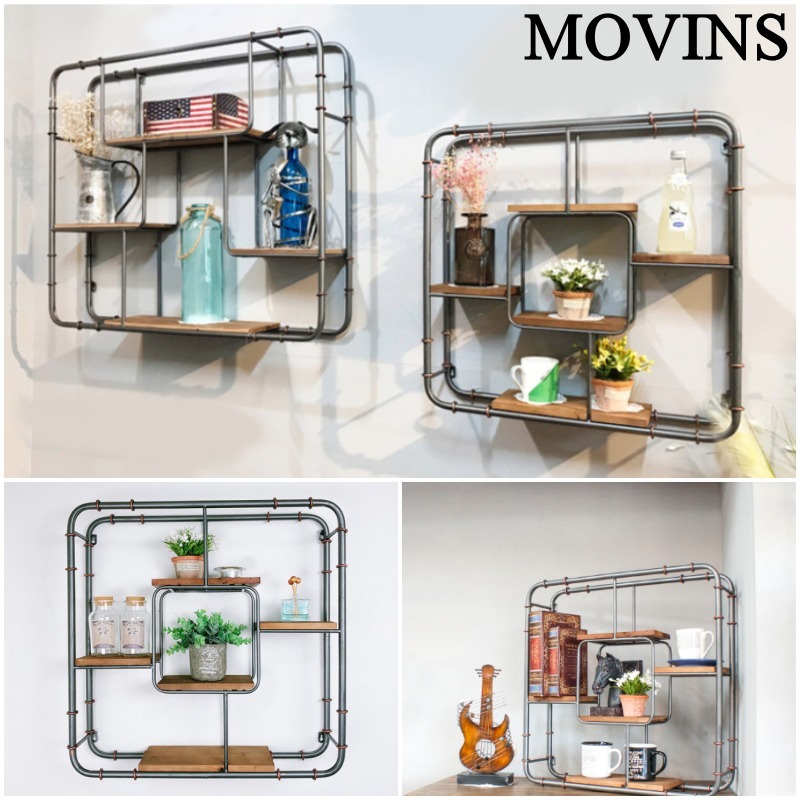 [movins] インダストリアル パイプ 壁掛け 棚 ヴィンテージ家具