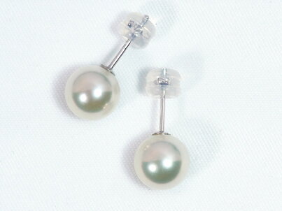 2526：花珠あこや真珠ピアス＜8.1mm＞K14WG鑑別書付PE-7163