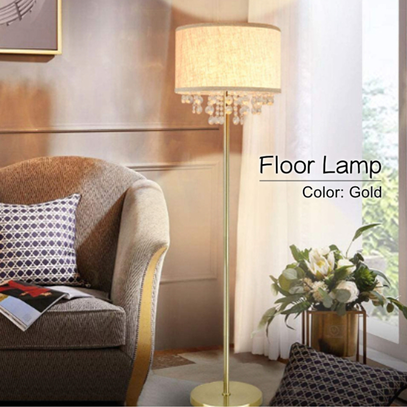 フロアランプ Modern Mid Century ドラムシェイド LED Gold