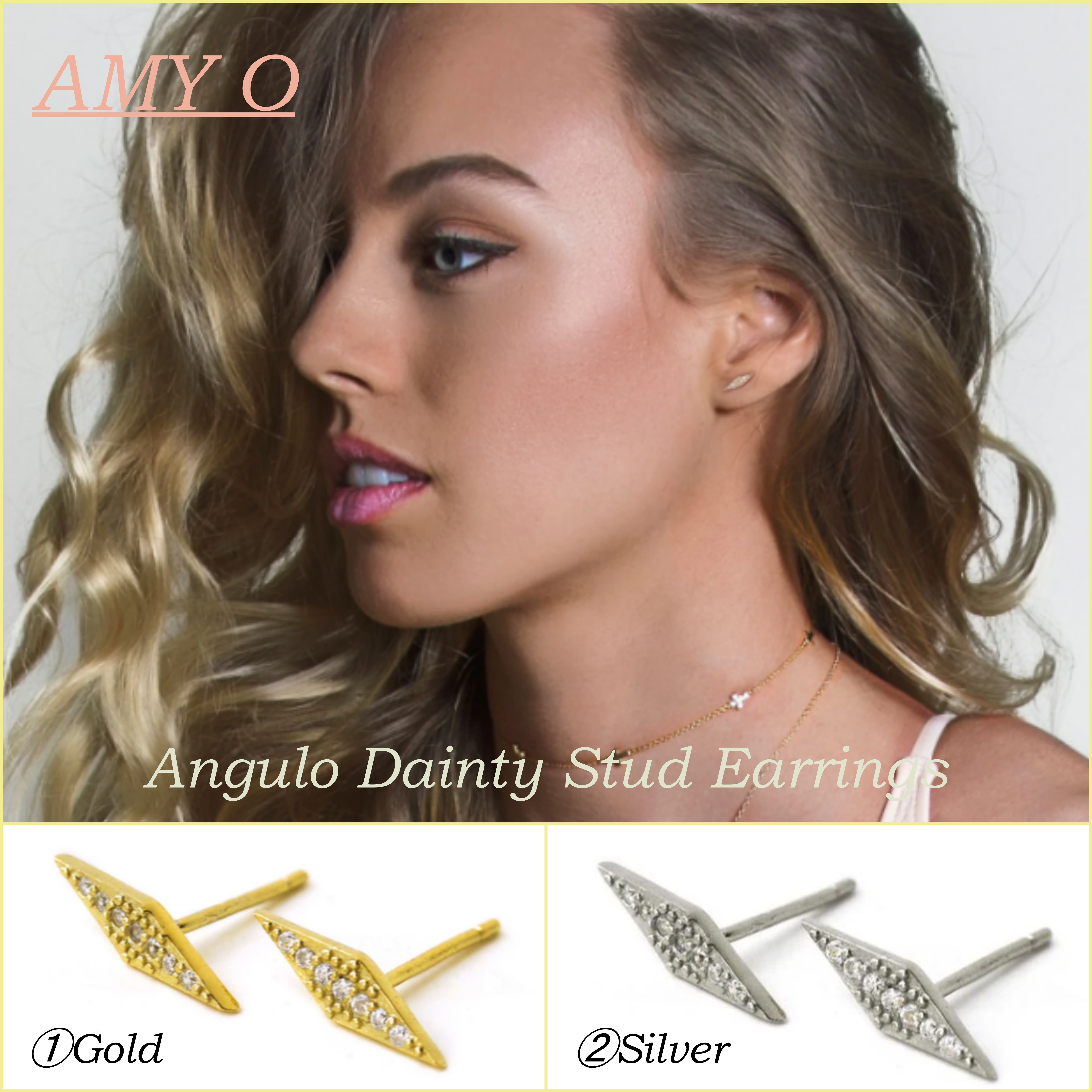 送料税込【AMY O】Angulo Dainty Stud ピアス ☆(2色) 国内発♪