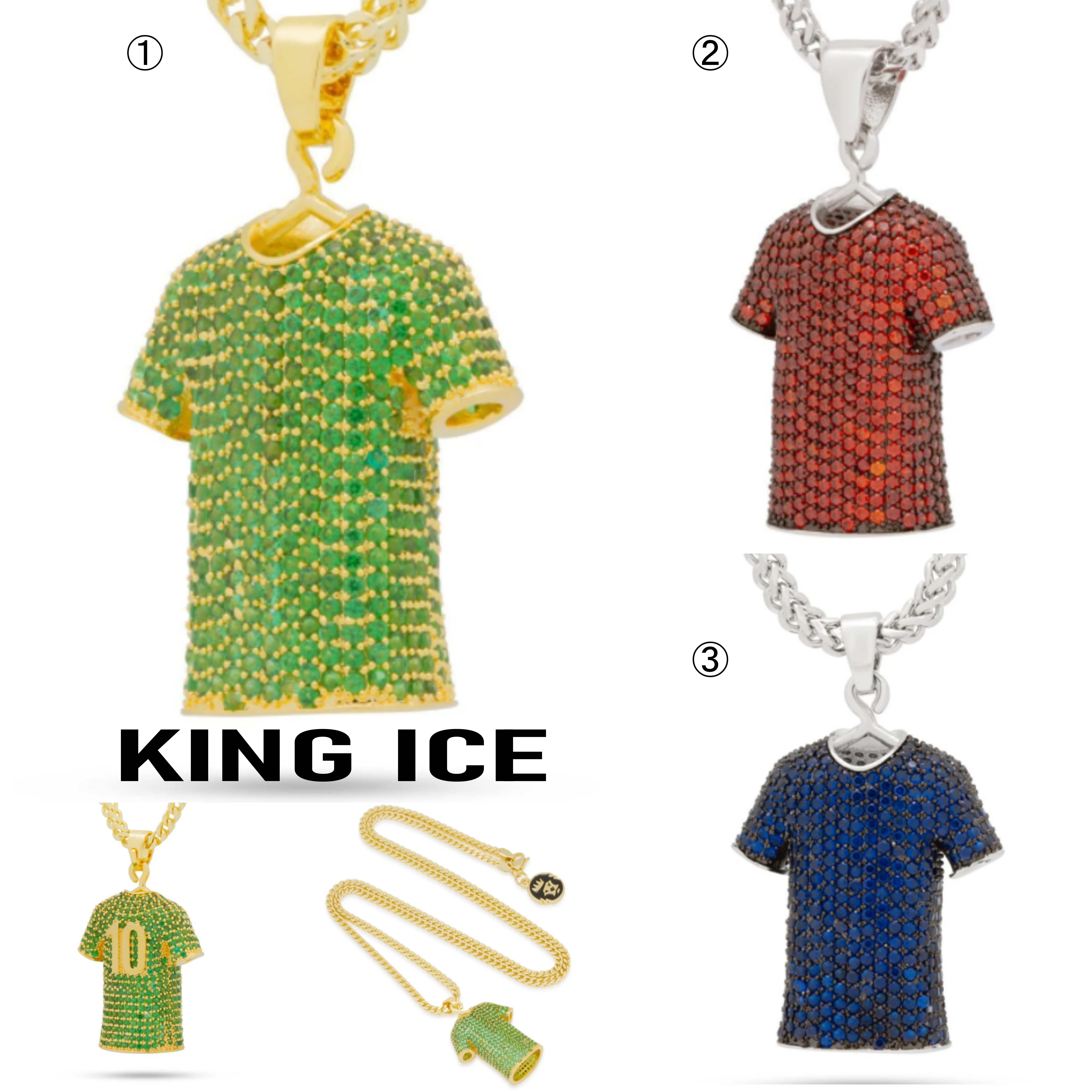 送料税込【King Ice】WORLD CUP JERSEY NECKLACE☆ (3色) 国内発