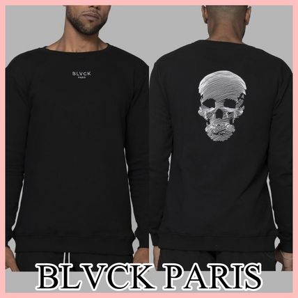 BLVCK PARIS Sweatshirts Unisex Street Style Long Sleeves Cotton Logo Sweatshirts