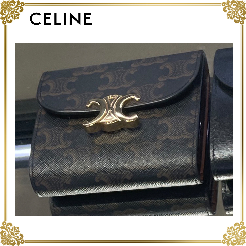 国内発☆CELINE トリオンフキャンパス ロゴチャーム付き 財布