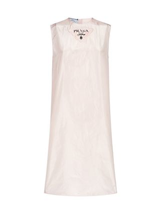 【PRADA】プラダ タフタ ノースリーブ ロゴ ミディドレス 【PRADA】プラダ タフタ ノースリーブ ロゴ ミディドレス