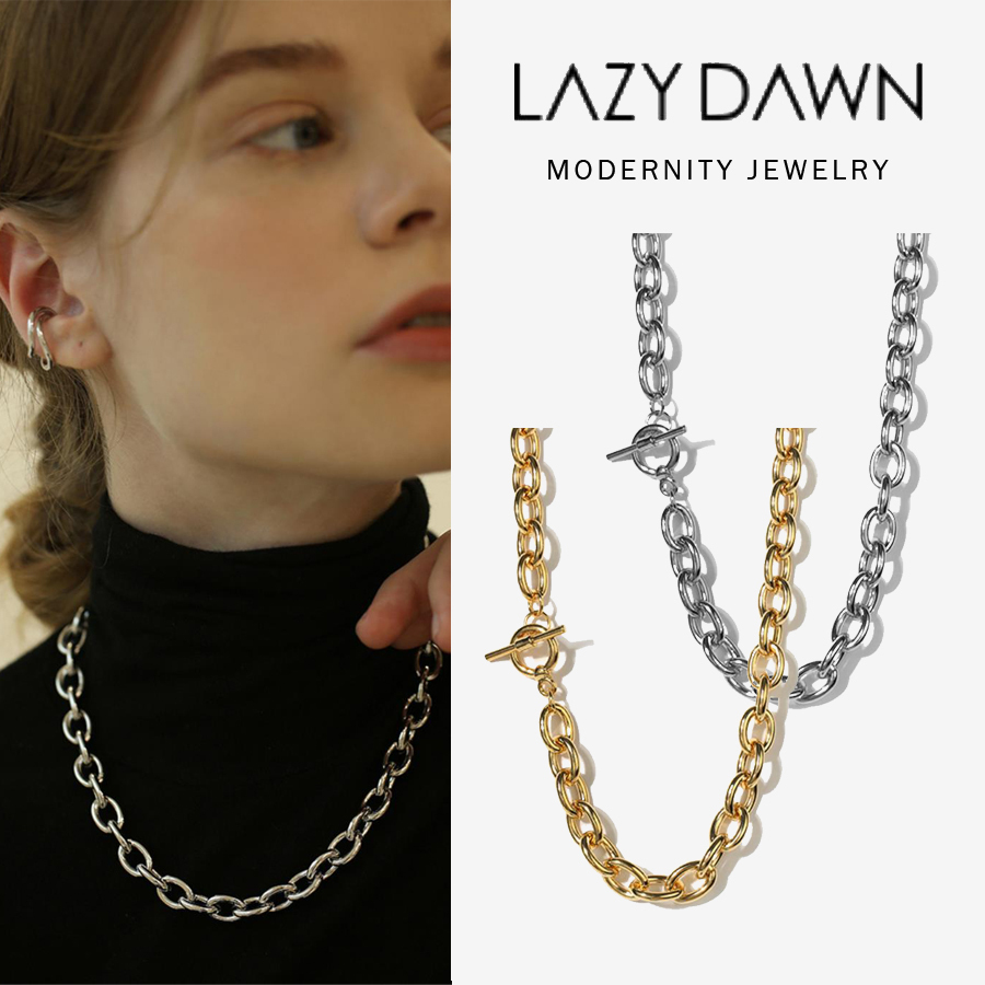 韓国発【LAZY DAWN】circle chain necklace N001/追跡付