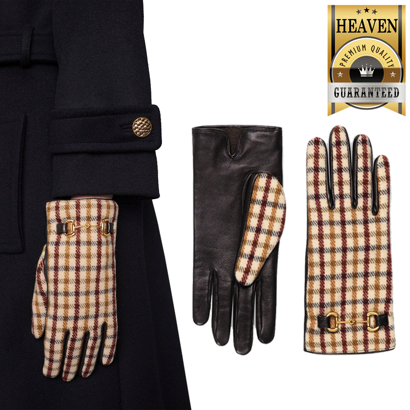 累積売上総額第１位【GUCCI★グッチ】WOOL GLOVES WITH LEATHER