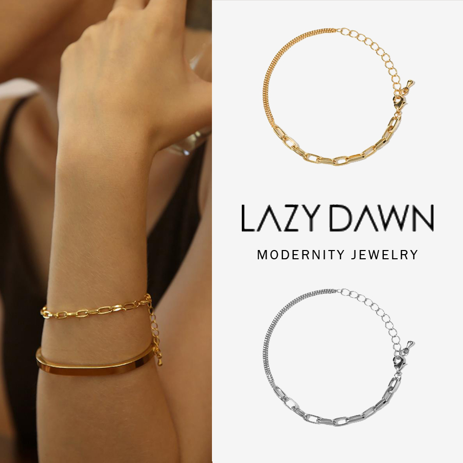 韓国発【LAZY DAWN】half chain bracelet B013/追跡付