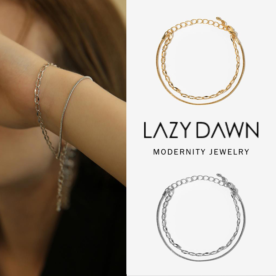 韓国発【LAZY DAWN】layered chain bracelet B014/追跡付