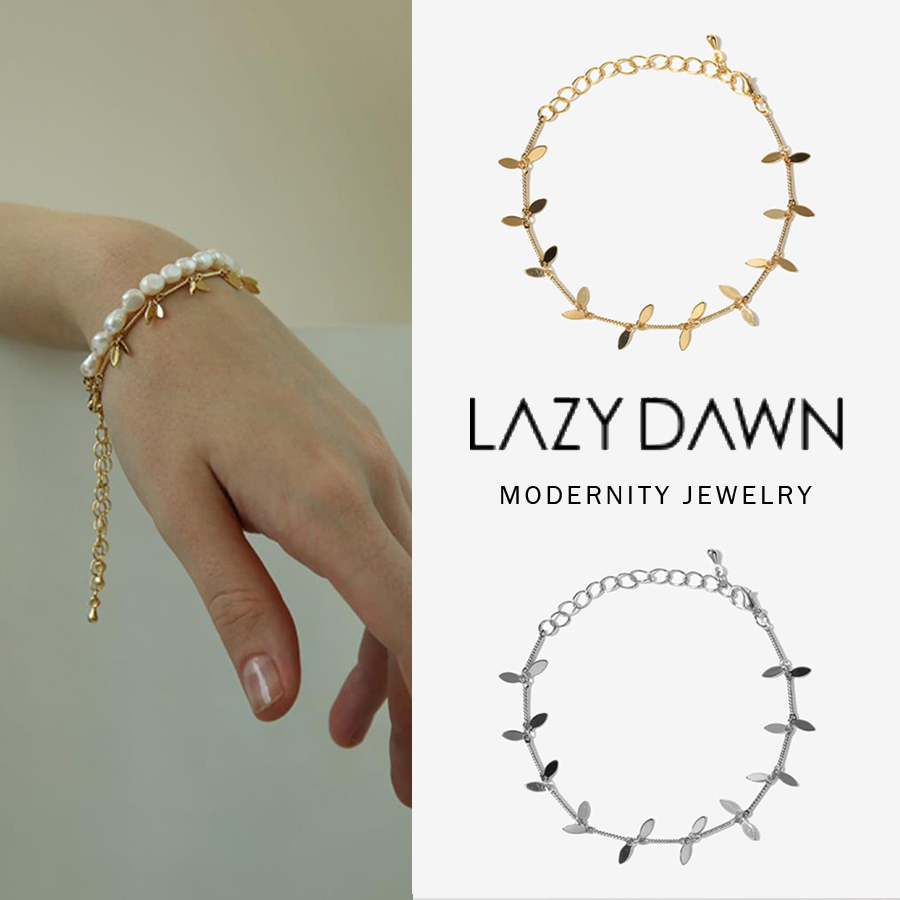 韓国発【LAZY DAWN】leaves point bracelet B012/追跡付