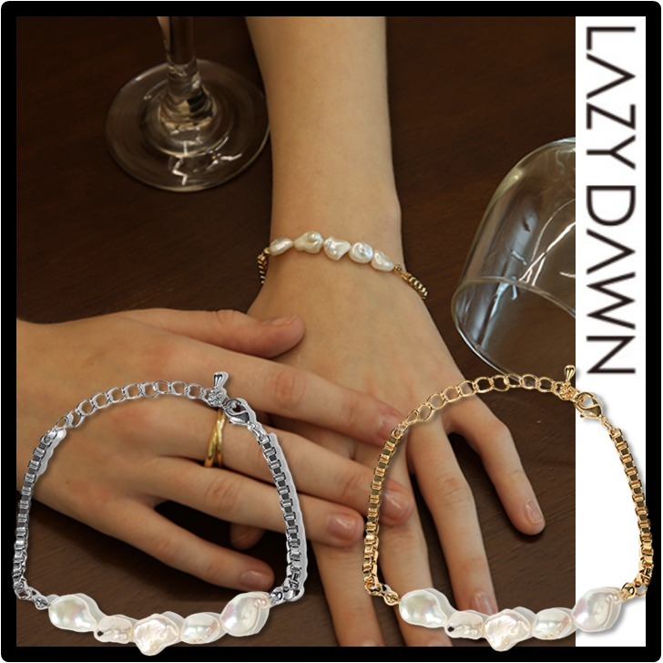 ★関税込★LAZY DAWN★Pearl N Chain Bracele.t★B008★