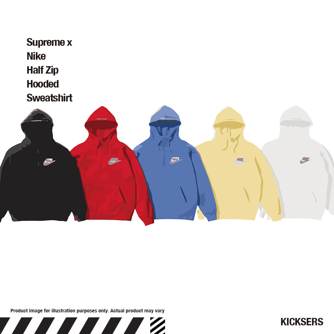 ５色人気話題コラボ！Supreme x Nike Half Zip Sweat Hoodie