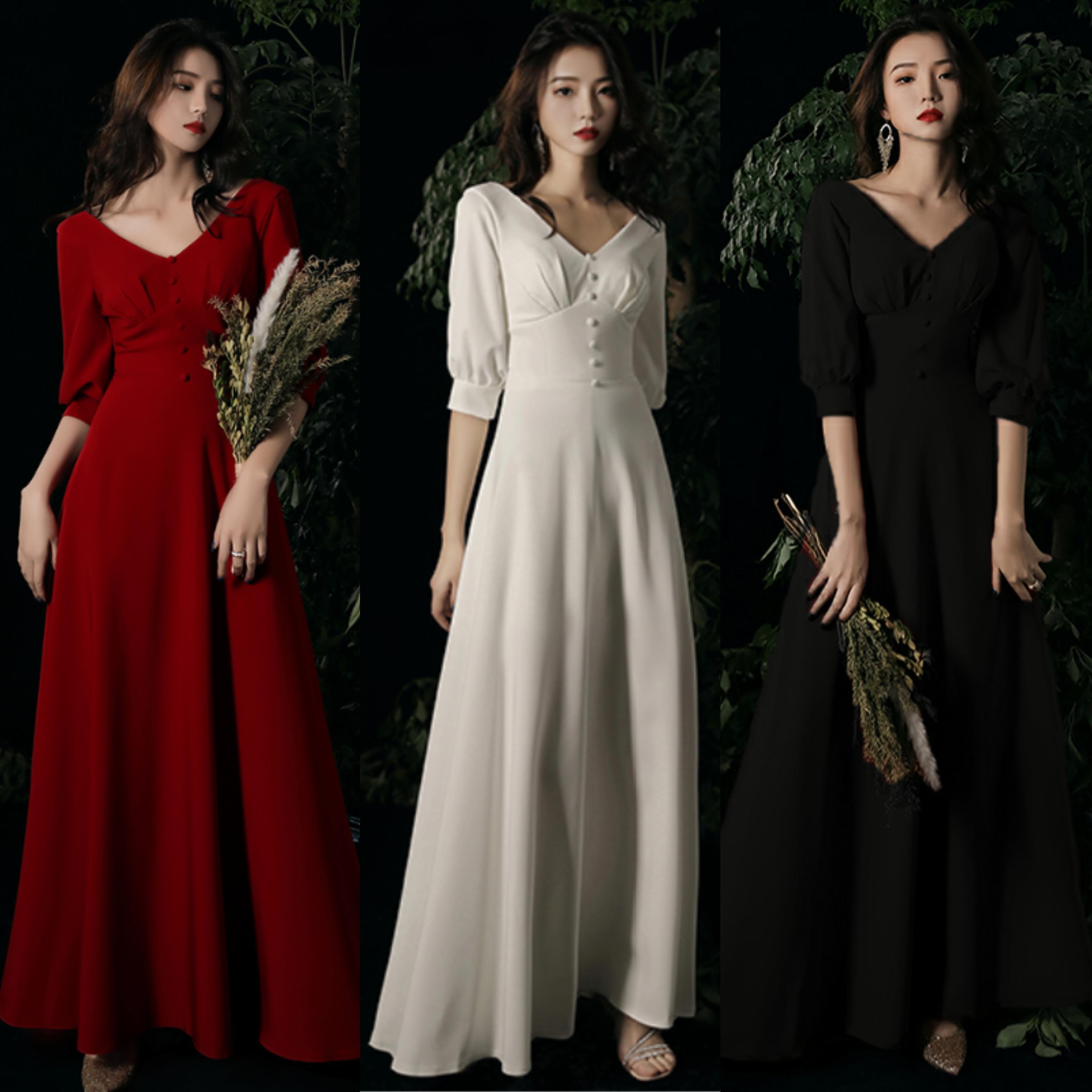 Vネック 半袖 シンプルドレス 3color【送料込】