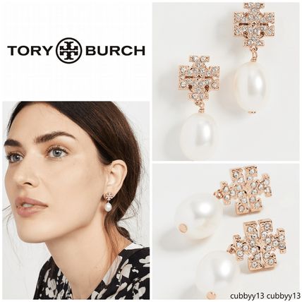 Tory Burch Earrings Casual Style Studded Street Style Leather Party Style