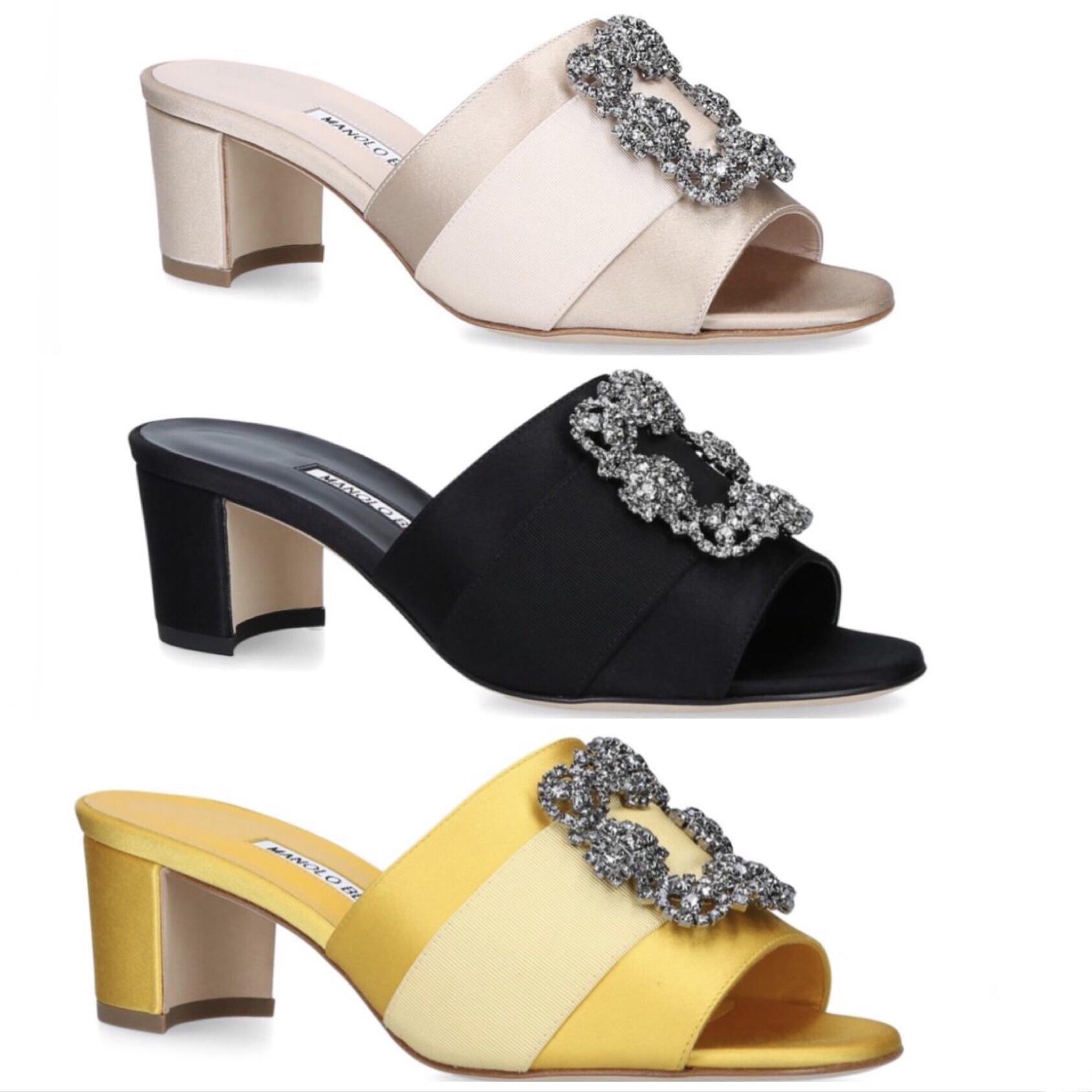 何でも揃う ロンドン発★Manolo Blahnik★Martamod 5cm サテンミュール サンダル・ミュール 何でも揃う ロンドン発★Manolo Blahnik★Martamod 5cm サテンミュール サンダル・ミュール