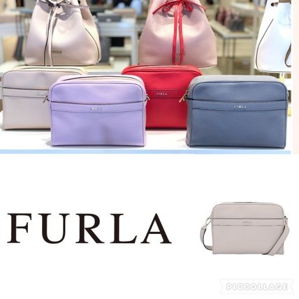 FURLA Shoulder Bags Casual Style Street Style 2WAY Plain Leather Party Style