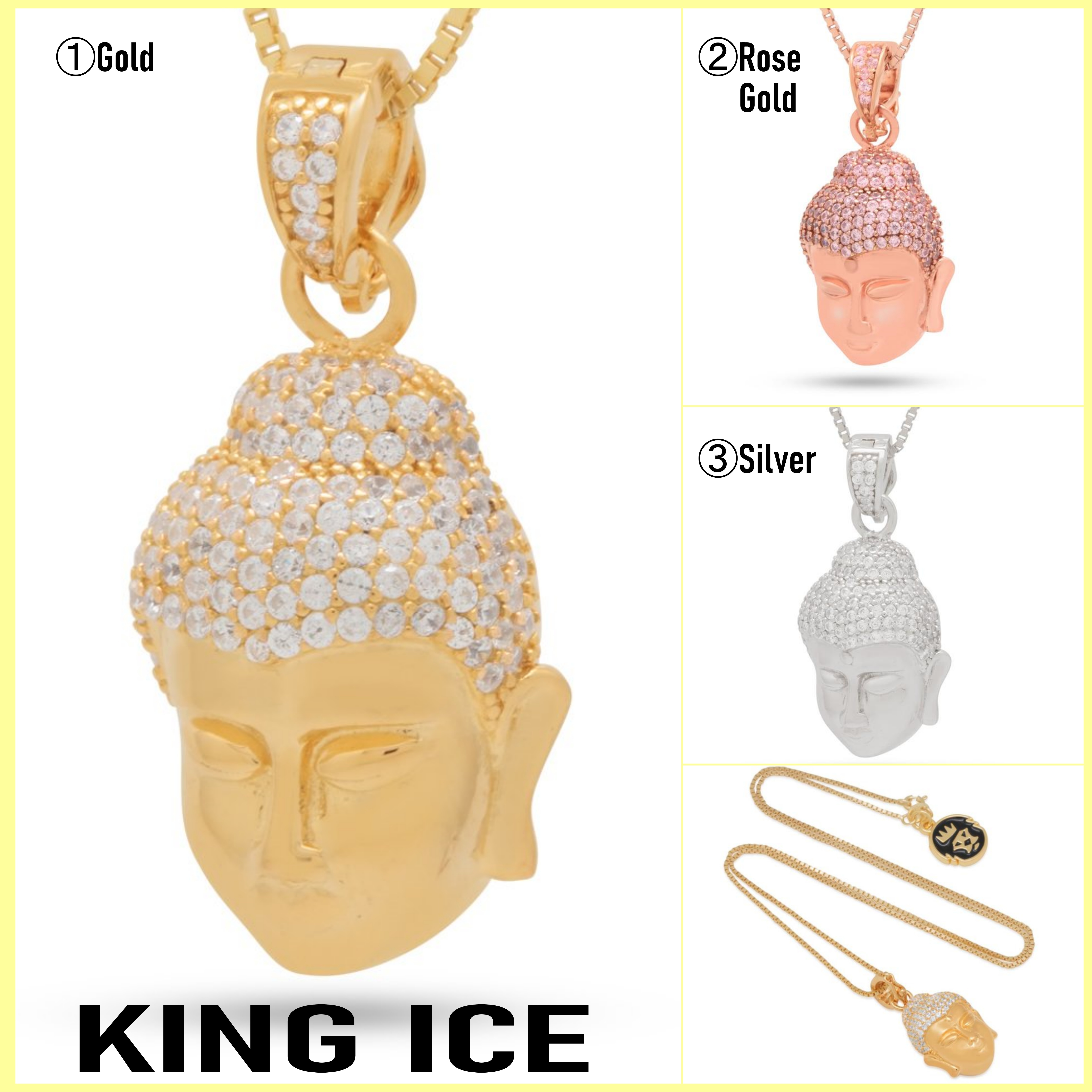 送料税込【King Ice】STERLING SILVER AWAKE BUDDHA NECKLACE ☆