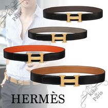 Hermes Paris本店より メンズ ベルト H つや消し ゴールド 32mm