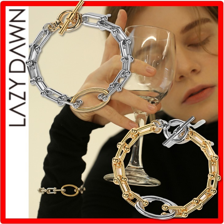 ☆韓国の人気☆【LAZY DAWN】☆Two-Tone Chain Bracele.t B003☆