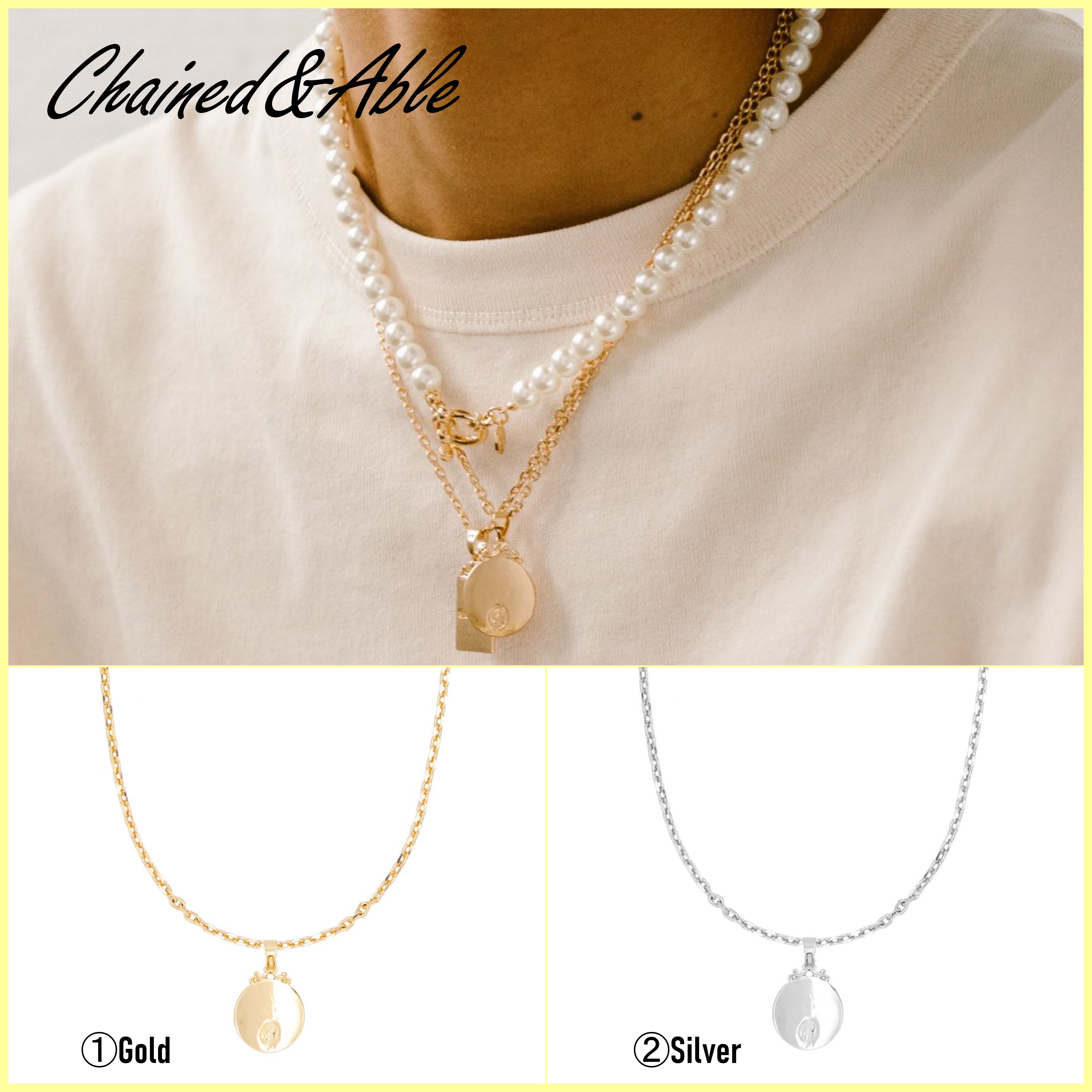 送税込【Chained&Able】VINTAGE LOGO MEDALLION ネックレス(2色)
