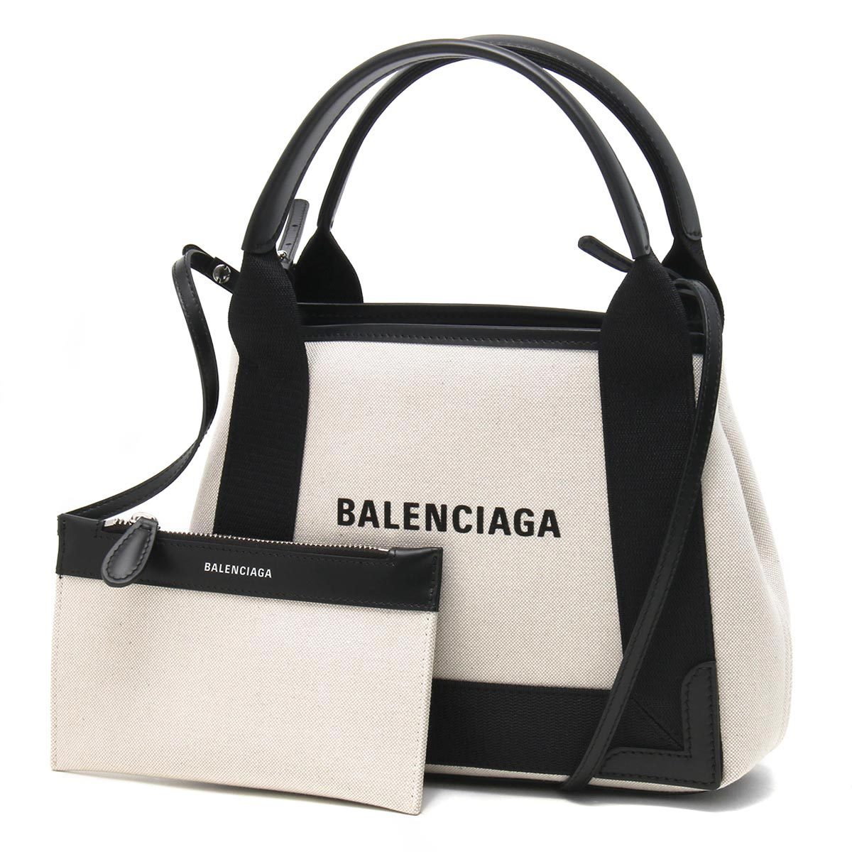 BALENCIAGA ネイビーカバ XS 2WAYバッグ NATURAL BLACK 21年春夏