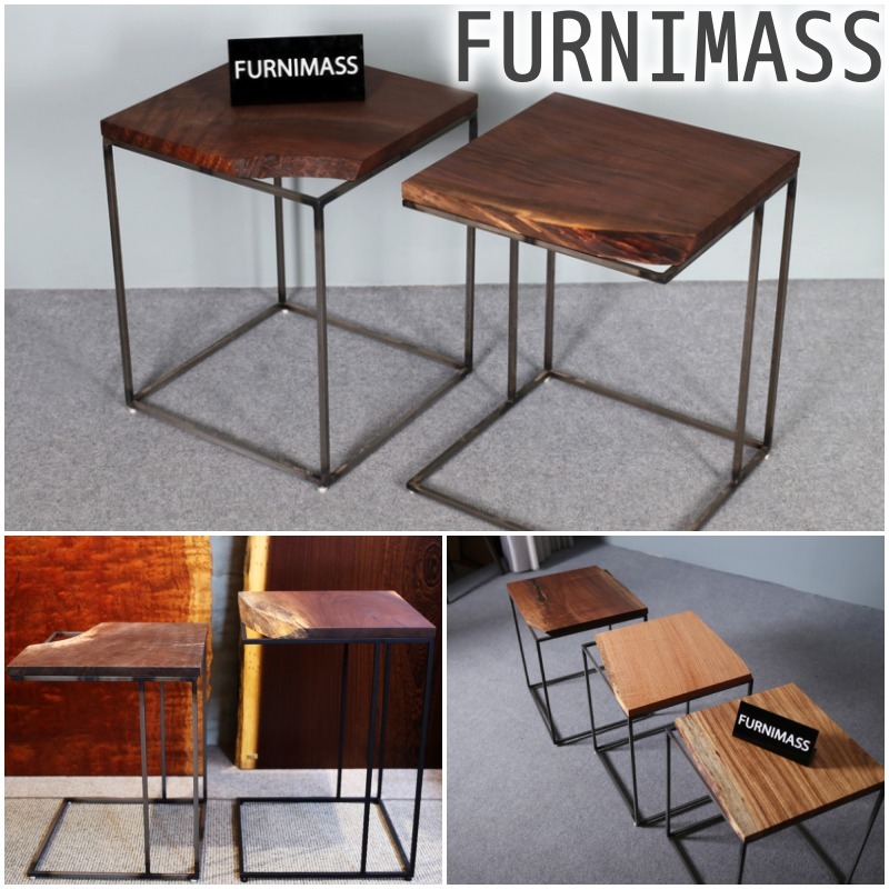FURNIMASS ウォールナッツ 木製 サイドテーブル 選べる4タイプ