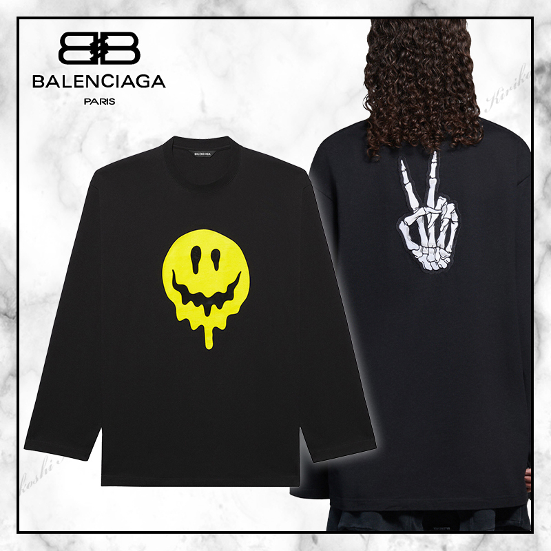 ◆BALENCIAGA 21SS◆DRIP PEACE FLATGROUND 長袖Tシャツ◆Black