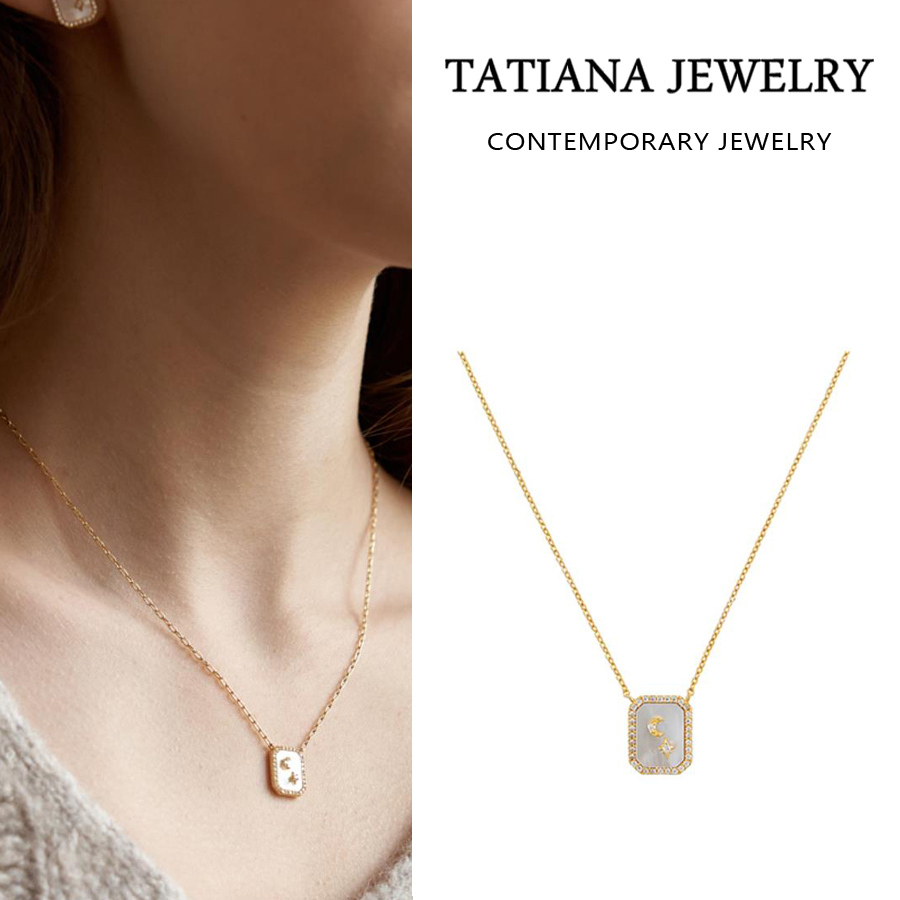ネックレス・ペンダント TATIANA [14k gold filled] Nacre Mignon Cubic Square Necklace