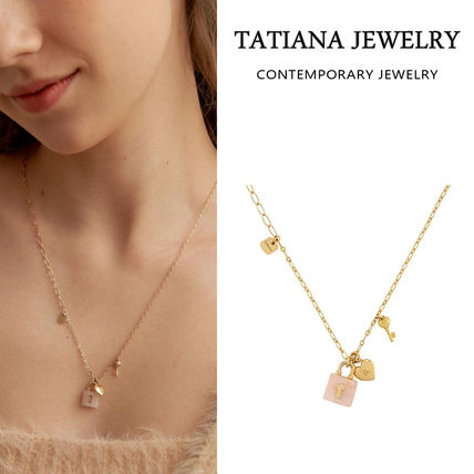 TATIANA ネックレス・ペンダント 韓国発【TATIANA】Rose quartz Lock Heart Long Necklace/追跡付