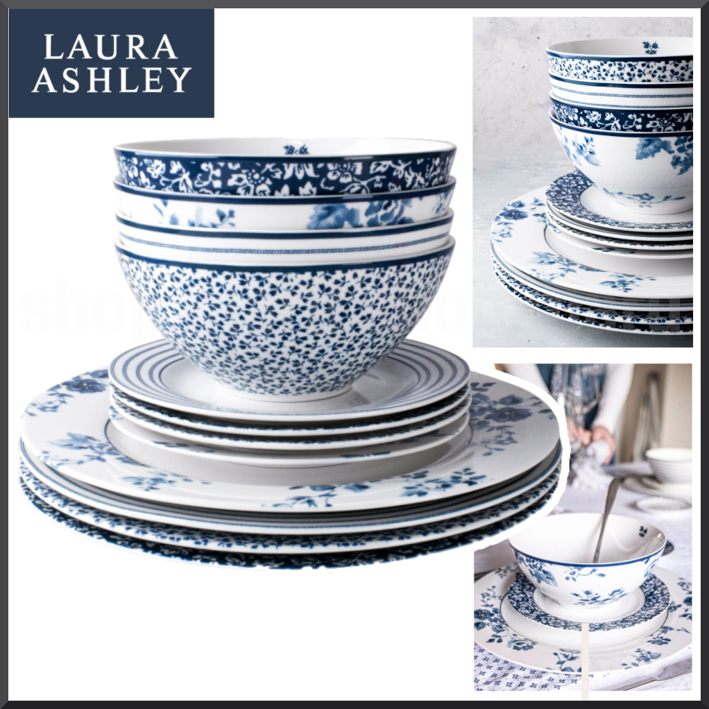 ディナーセット12点◆Laura Ashley◆花柄×ストライプ