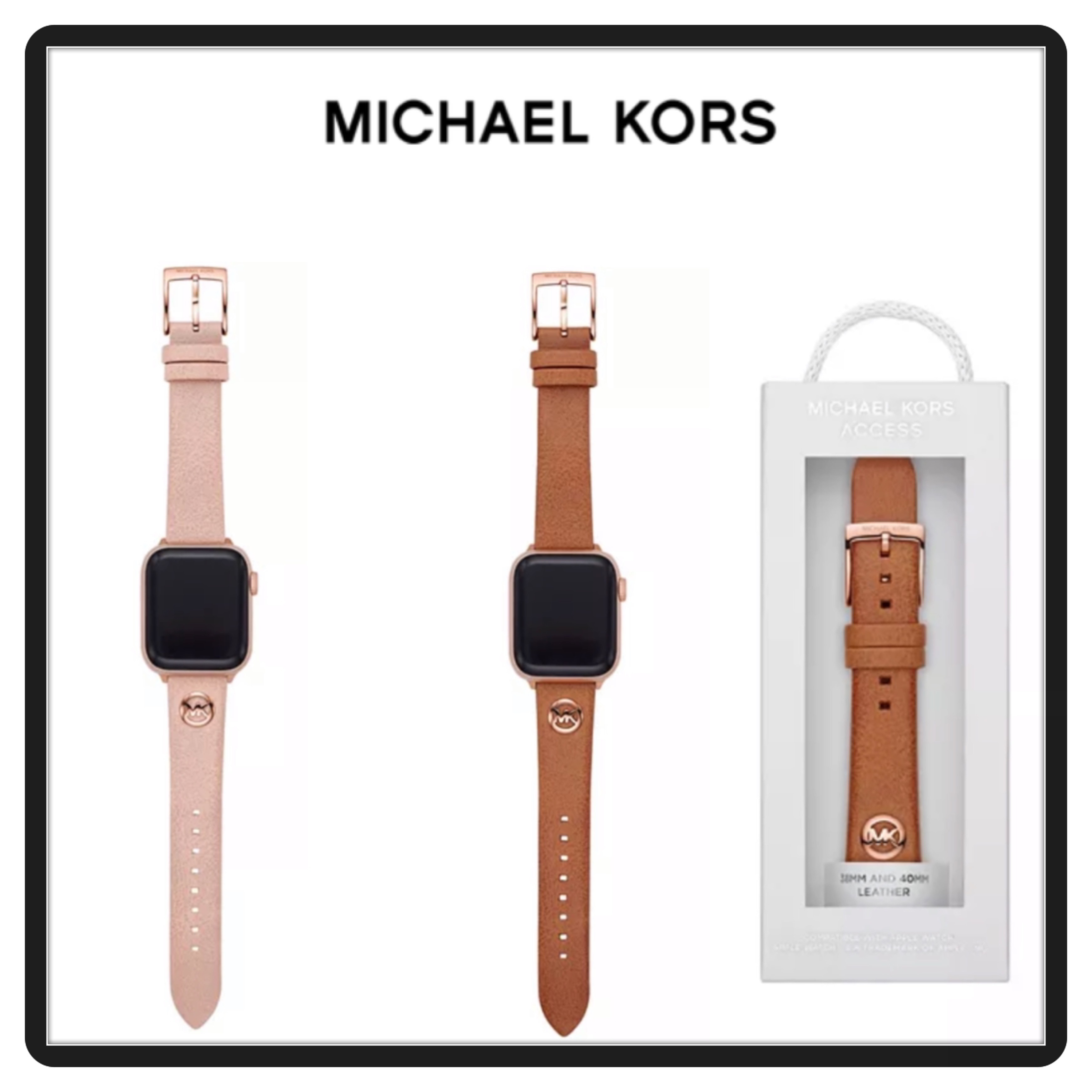 【Micheal Kors】Logo Charm Leather 38/40mm Apple Watch Band