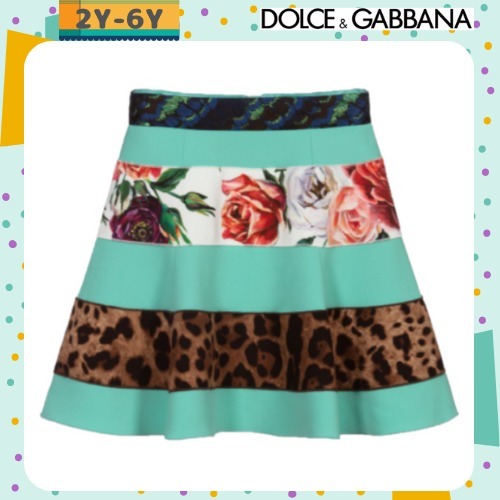 Dolce&Gabbana ★Green 花&ヒョウ柄 パッチワークスカート★2-6Y